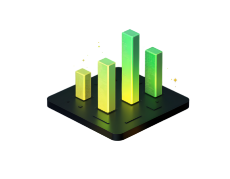A Vibrant and Modern Representation of Data Visualization Through Colorful Graphical Elements and Rising Bar Graphs