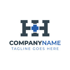 Letters HH Medical Plus Logo, for hospitals, clinics, pharmacy with H or HG initials