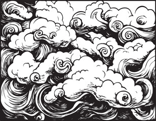 Fototapeta premium Eternal Clouds: The Dance of Ink and Sky 