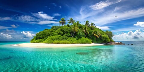 Tropical Island Paradise with Clear Water and Lush Greenery