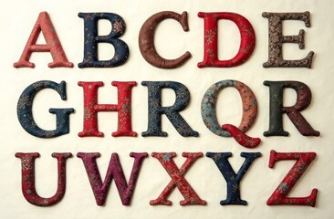 letters of the English alphabet in patchwork styles
