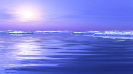 Obraz premium Peaceful Purple Sunset Over Icy Ocean Waters