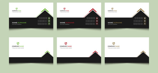 Simple black clean creative modern elegant editable corporate professional company construction property building home commercial agency house real estate name visiting business card template design.