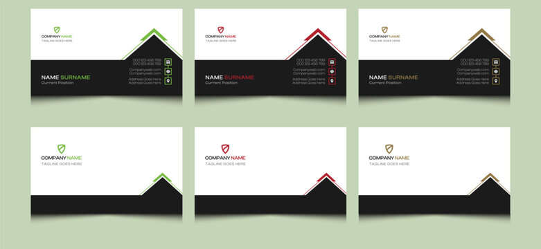 Simple black clean creative modern elegant editable corporate professional company construction property building home commercial agency house real estate name visiting business card template design.