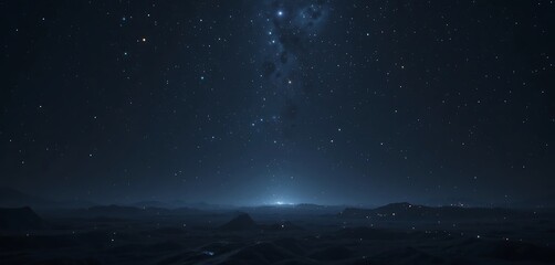 Enchanting Nightscape, Mountains Silhouetted Under a Starry Galaxy