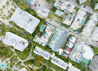 Fototapeta premium A city view with a lot of buildings and a pool
