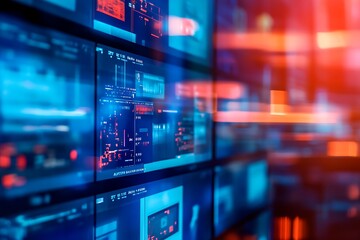 Obraz premium Wall of Data Displays - Modern Technology