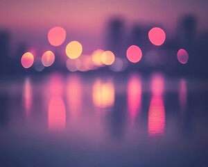 Cityscape sunset reflection bokeh
