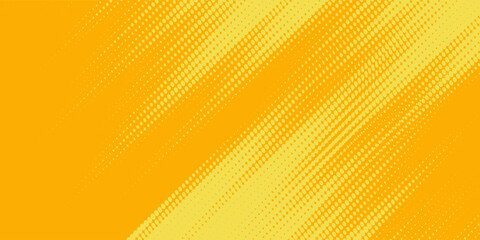 Yellow halftone pattern. Retro comic gradient background. Bright orange pixelated dotted texture overlay. Cartoon pop art faded gradient pattern