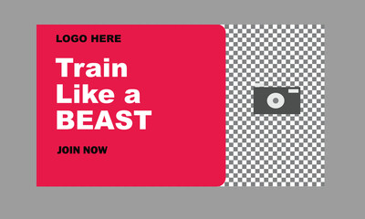 gym offset red color thumbnail design template