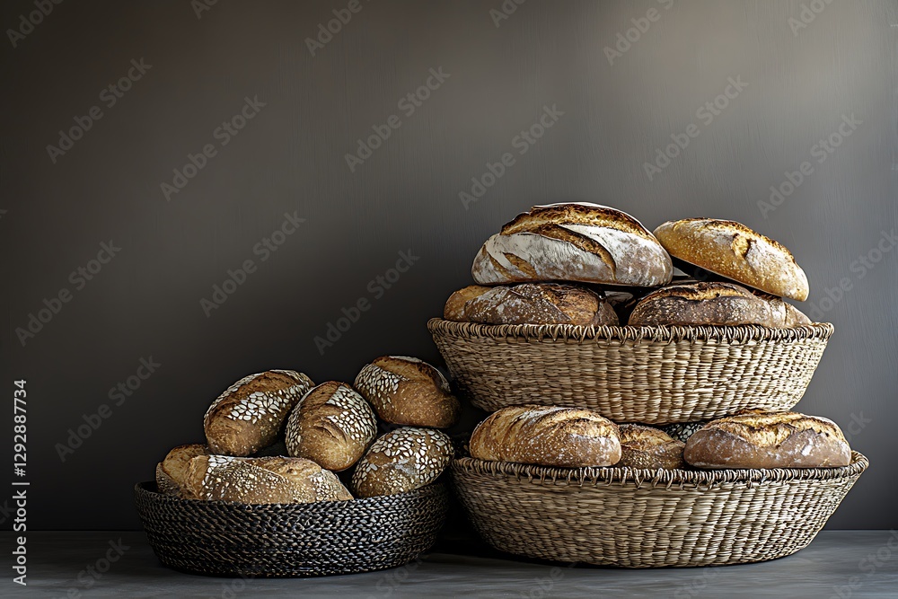 Sticker Artisan Breads in Woven Baskets