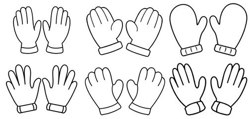 Fototapeta premium Cute gloves Outline Coloring Page Printable Line Art Drawing 