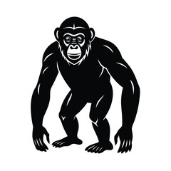 Chimpanzee Silhouette Vector Art Illustration and Minimalist Black Chimpanzee Design