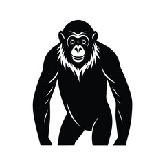 Chimpanzee Silhouette Vector Art Illustration and Minimalist Black Chimpanzee Design