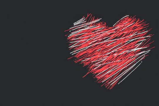 Romantic Red Heart Digital Art with Glowing Lines - Powered by Adobe