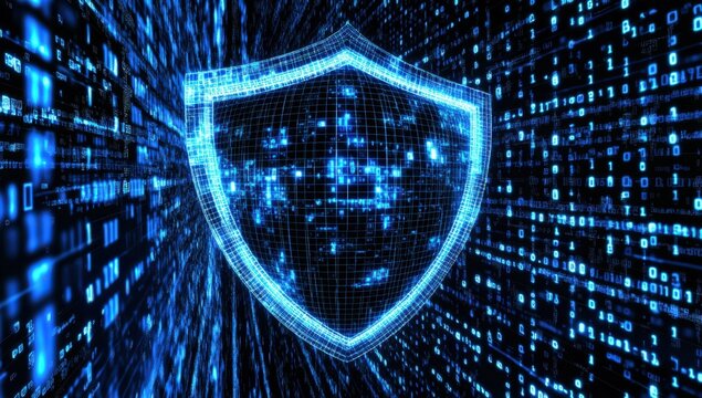 A Standout Digital Shield Symbolizing Cybersecurity In An Array Of Data Streams Representing Modern Online Protection Against Threats