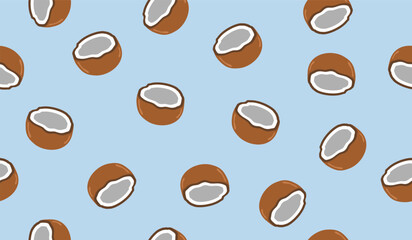 Obraz premium Cute coconut fruits pattern background vector design