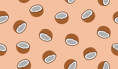 Cute coconut fruits pattern background vector design