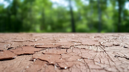 Obraz premium Cracked paint on wood, park background, product display