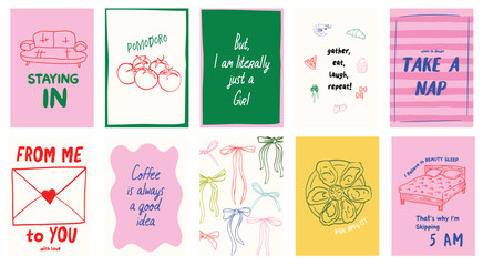 Trendy Artistic  and vibrant posters in a modern abstract style. Stylish kitchen wall decor with food quotes and funny sayings, perfect for cafes, restaurants, and contemporary dining areas.