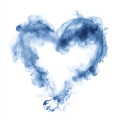 A heart-shaped smoke formation isolated on a white background