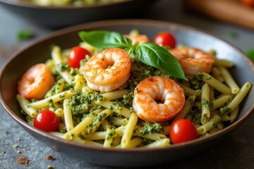 Delectable Seafood Pasta with Fresh Ingredients and Vibrant Colors