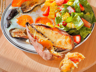 Sunny side up eggs with vegetables and sweet potato for breakfast. Delicious food.Cooking recipes. Healthy meal.Diet food.Healthy recipes.Diet food dish. Protein egg.