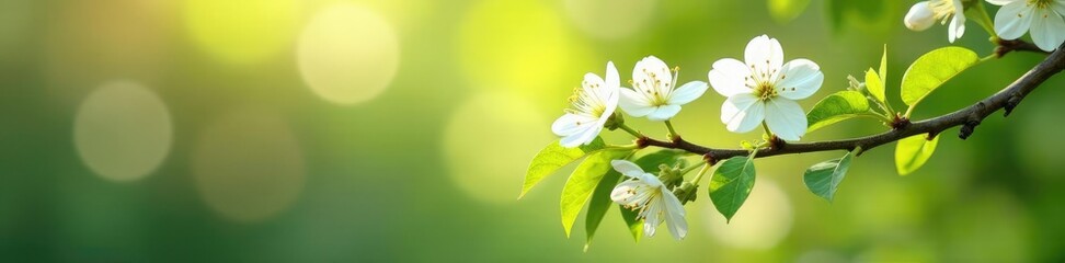 Obraz premium Dendrophylax lindenii branches with white flowers in sunlight, blossoms, branches, white flowers