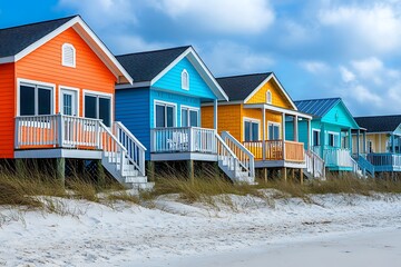 Colorful beach cottages, coastal row