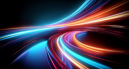 躍動感のあるネオンリング、チューブ　アブストラクト（生成AI、generated by AI） 