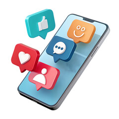 popular 3d social media icons coming out of phone