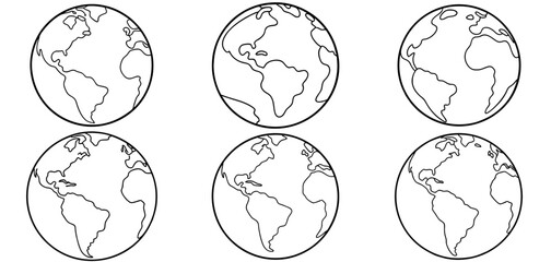 Earth Outline Coloring Page Printable Line Art Drawing