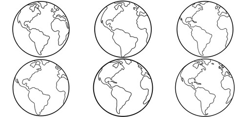 Earth Outline Coloring Page Printable Line Art Drawing