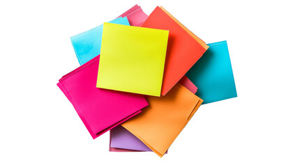 bundle of pieces of blank sticky note paper isolated on transparent background