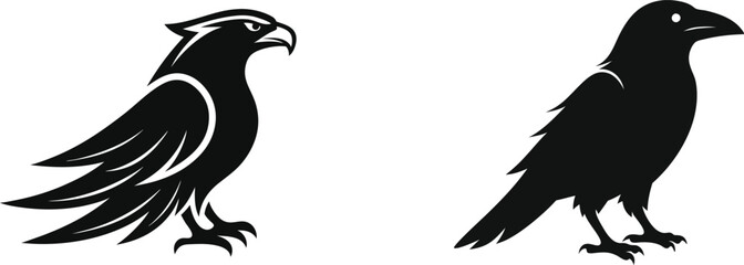 Bird Silhouette Vector Icon Collection Bundle Set – Black Wildlife Clipart,Kiwi Bird,dove Bird vector illustration.
