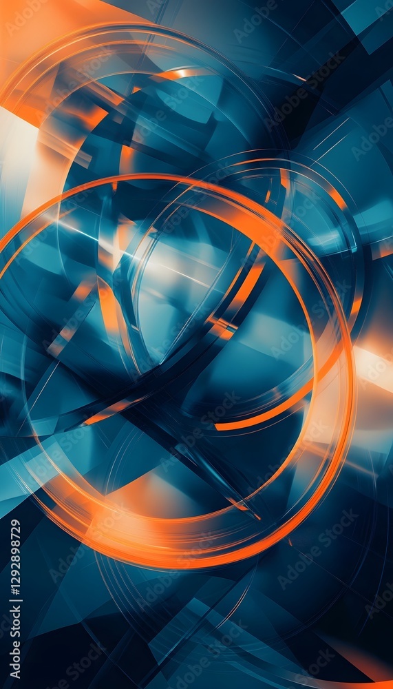 Aufkleber abstract rendering with translucent circles and angular blue shapes