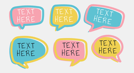 Collection of text templates, speech bubbles, chat, element icons.