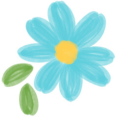 Obraz premium Illustration of a small Blue Daisy flower blooming