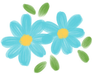 Illustration of a small Blue Daisy flower blooming