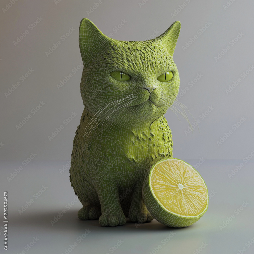 Wall mural Cute Lime Cat