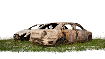 old abandoned car isolated