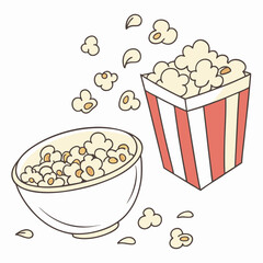 vector illustration of a bowl of popcorn