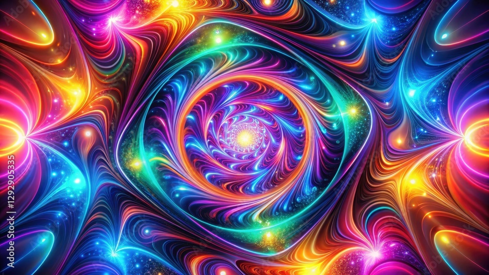 Wall mural a vibrant abstract background with swirling neon colors and geometric patterns creates a mesmerizing