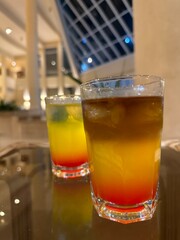 Colourful cocktails on the table in a Hurghada resort, Egypt