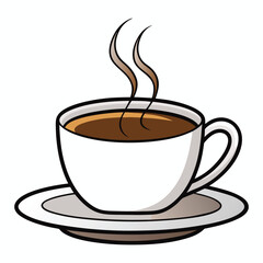 cup of hot coffee  a steaming cup of espresso coffee in a white background.