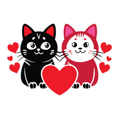a stencil style valentine s day logo with two cat.