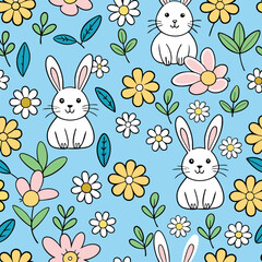easter seamless pattern with rabbits
