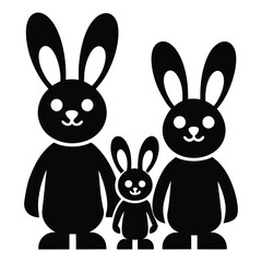 bunny family silhouette vector icon.