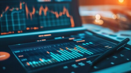 Obraz premium Strategy business graph analysis concept on a 3D background of digital financial technology stock market or investment trade report with success profit management and profit .