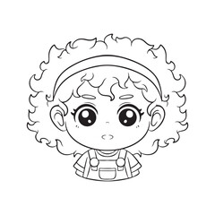 cute little girl with curly hair vector illustration designicon vector illustration design